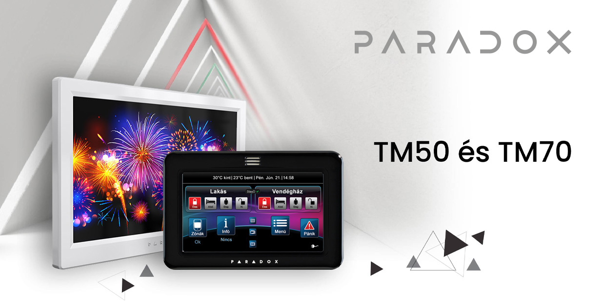 Paradox risztórendszer - TM50 és TM70 érintőképernyős kijelzők